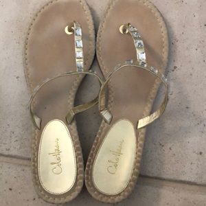Cole Haan leather sandals with rhinestone details